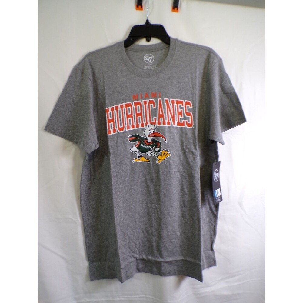 47 Brand Men's Miami Hurricanes Gray Graphic T-Shirt Large L
